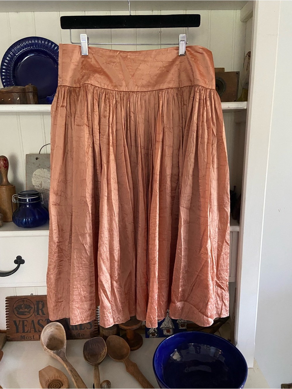 Talbots Peachy Copper Gathered Midi Skirt